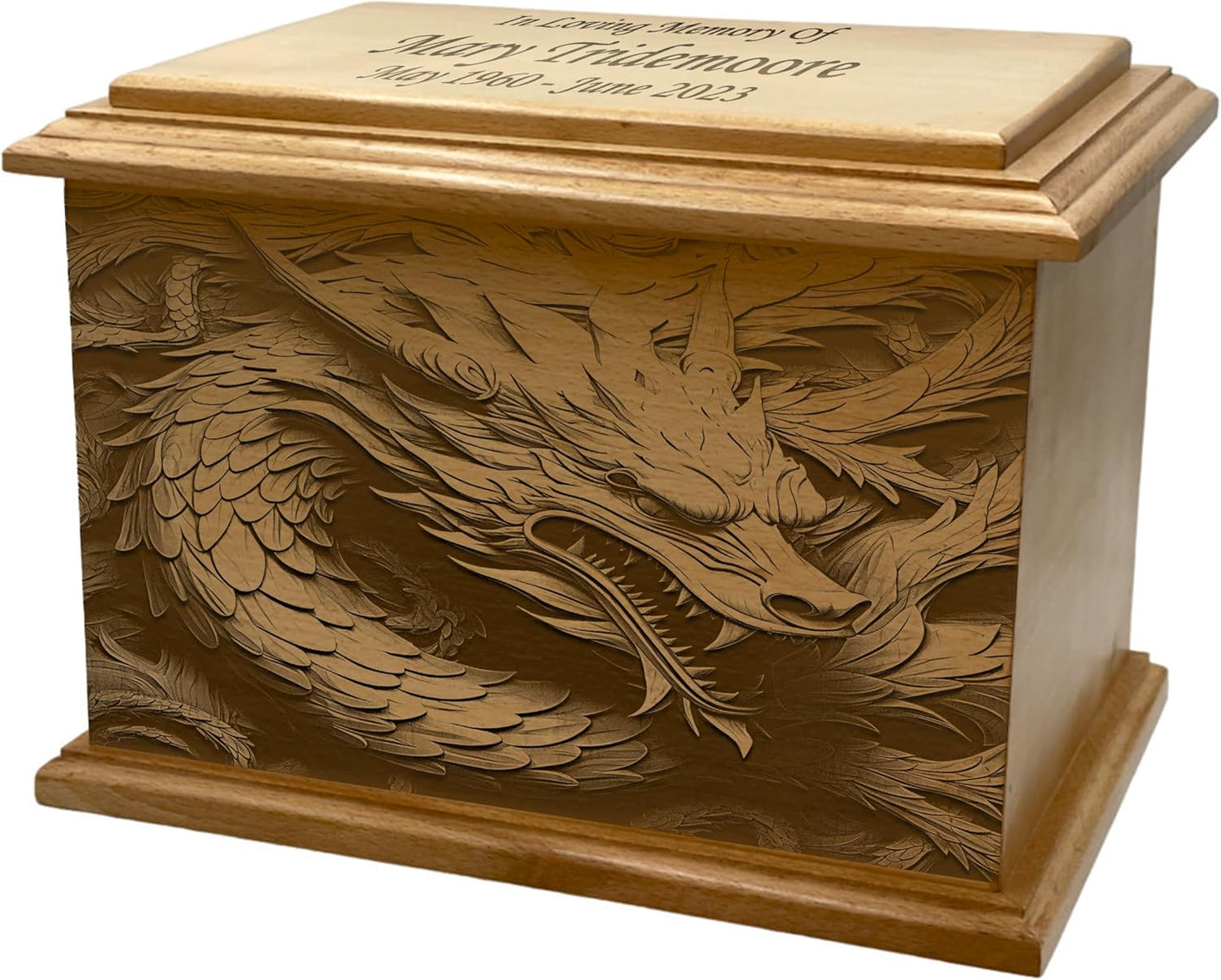 Wooden Urn for Human Ashes, Large Funeral Cremation Urn with Personlaization and Multiple Designs (Old Tractor)