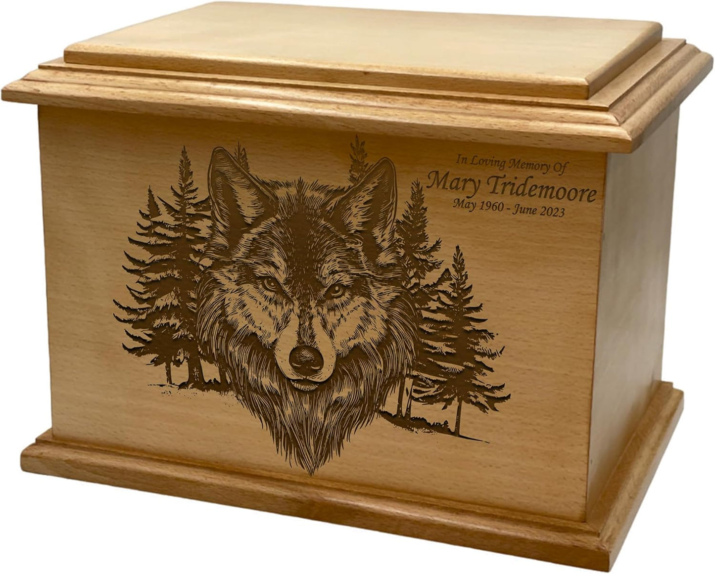 Wooden Urn for Human Ashes, Large Funeral Cremation Urn with Personlaization and Multiple Designs (Old Tractor)
